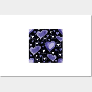 Very Peri Purple Violet Heart Pattern Posters and Art